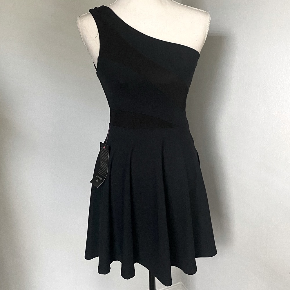 Bebe one shoulder cocktail dress